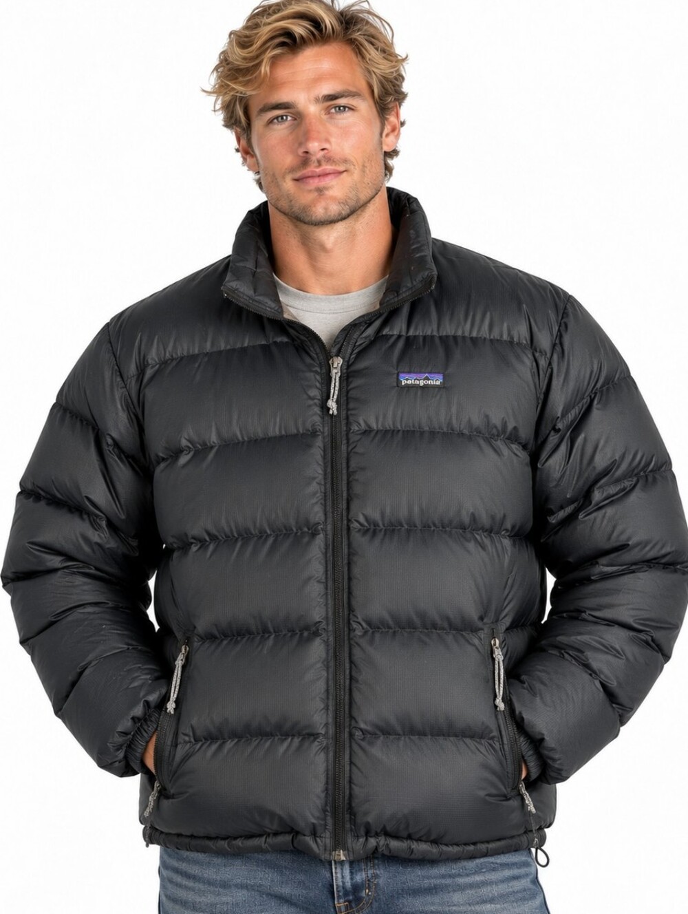 Vintage Patagonia Men's Down Jacket 84601 Black Goose Down Puffer Size XL EUC